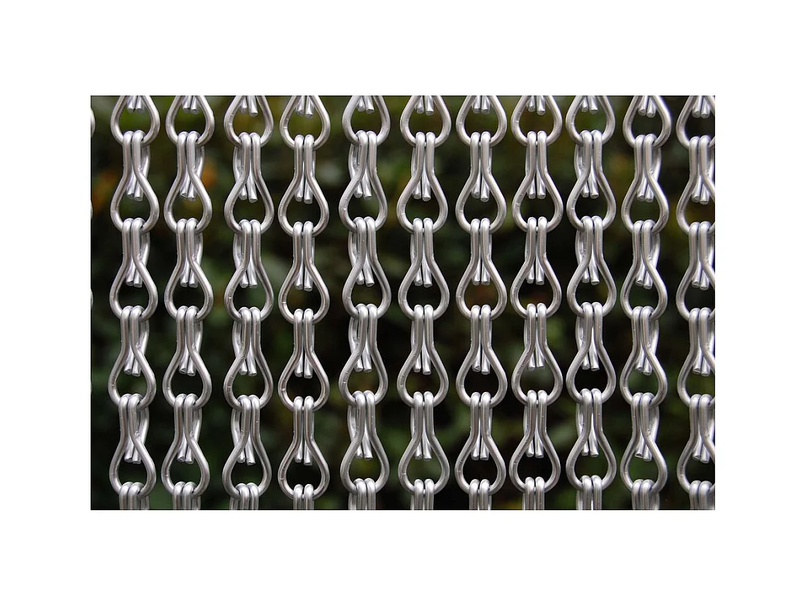 Rideau de porte en aluminium argent mat Alusax 8 90 x 210 cm