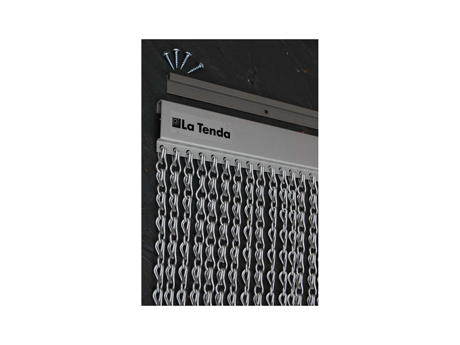 Rideau de porte en aluminium argent mat Alusax 8 90 x 210 cm