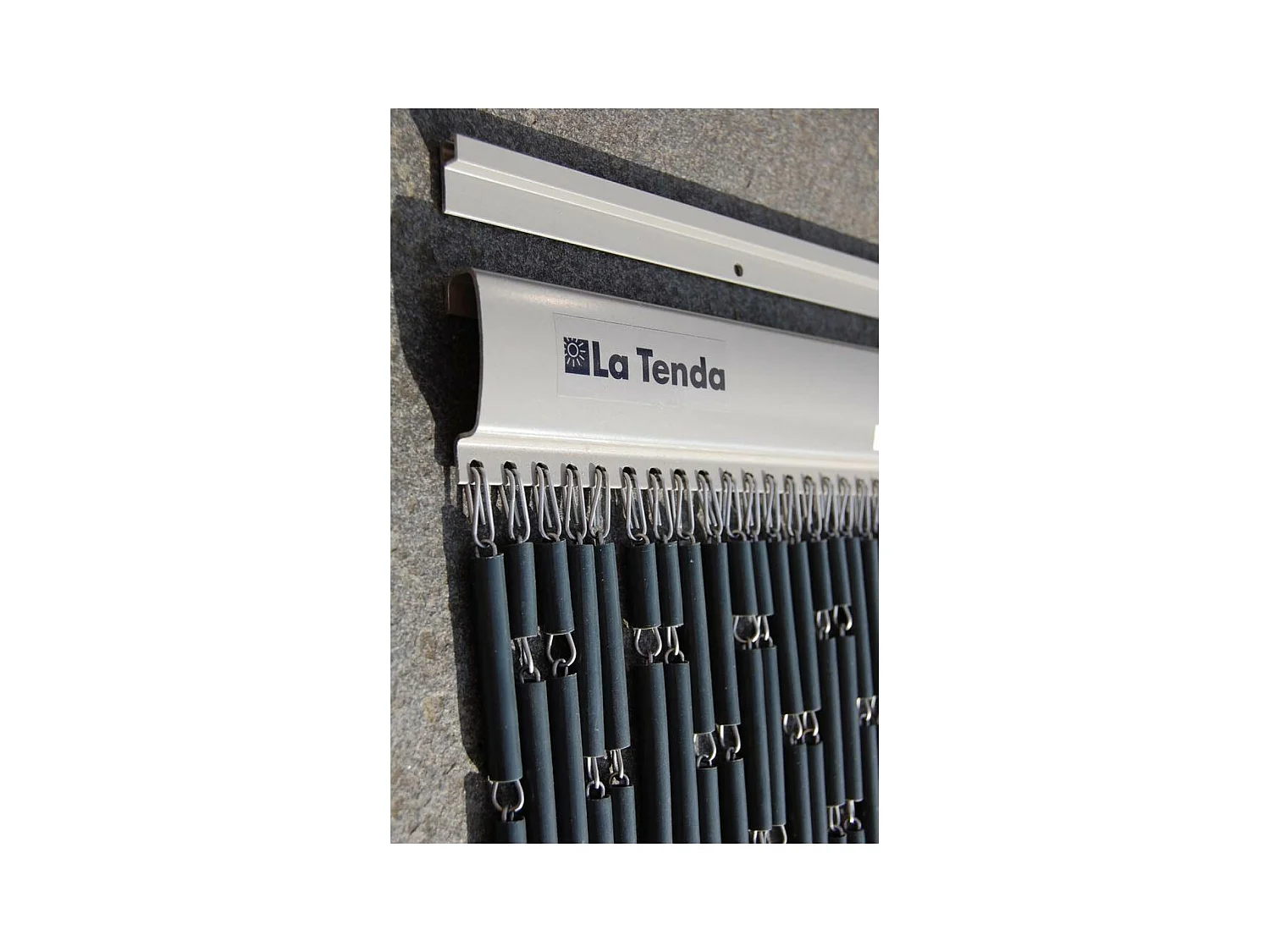 Cortina de puerta en polietileno antracita y acero Campos 100x230 cm