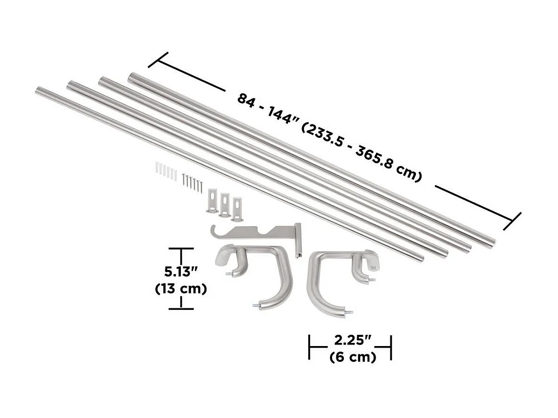 Doppelte Vorhangstange Nickel matt Twilight 223.5 bis 365,8 cm