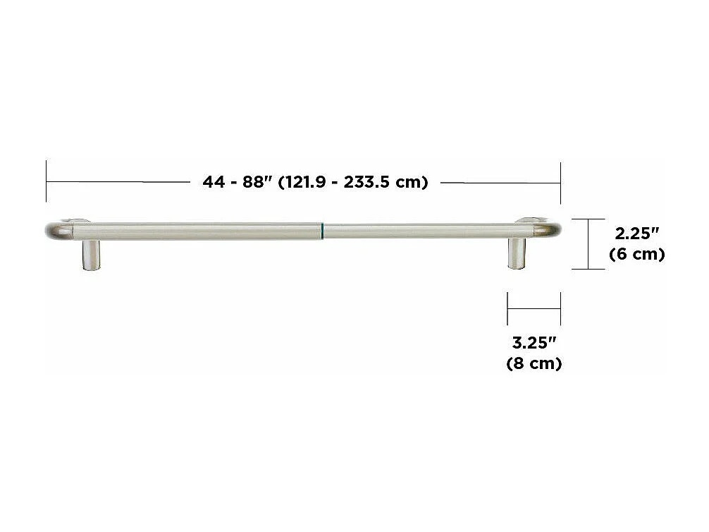 Tringle à rideaux nickel mat Twilight 121,9 à 223.5 cm