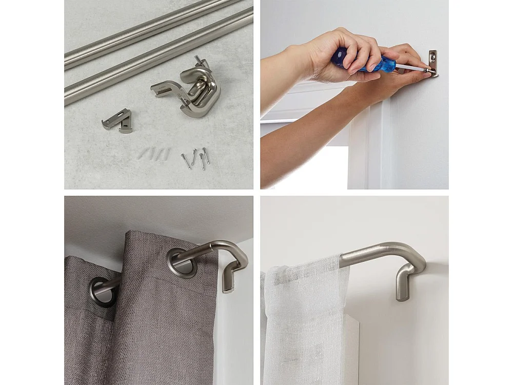 Tringle à rideaux nickel mat Twilight 121,9 à 223.5 cm