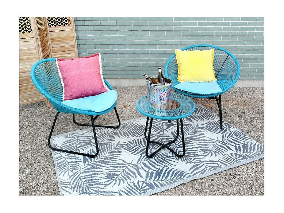 Tapis d'extérieur en polypropylène 120 x 180 cm Exotique - Gris