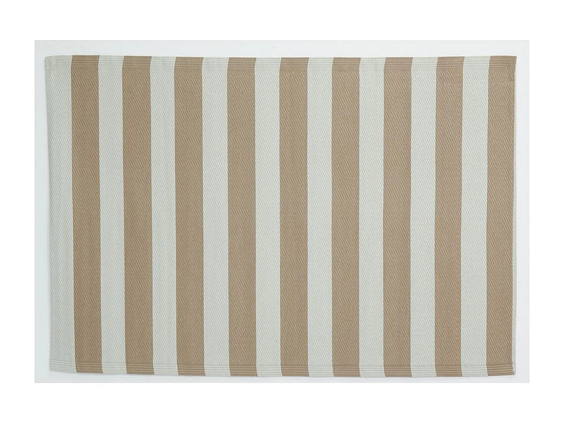 Tapis d'extérieur en polypropylène 120 x 180 cm Rayures - Beige
