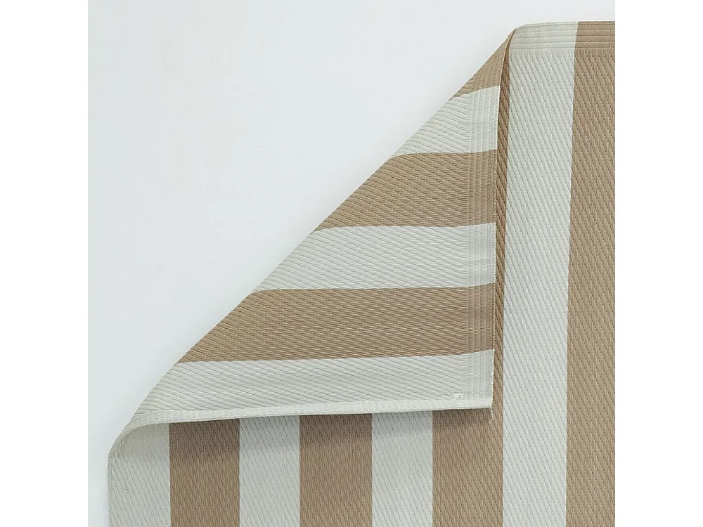 Tapis d'extérieur en polypropylène 120 x 180 cm Rayures - Beige