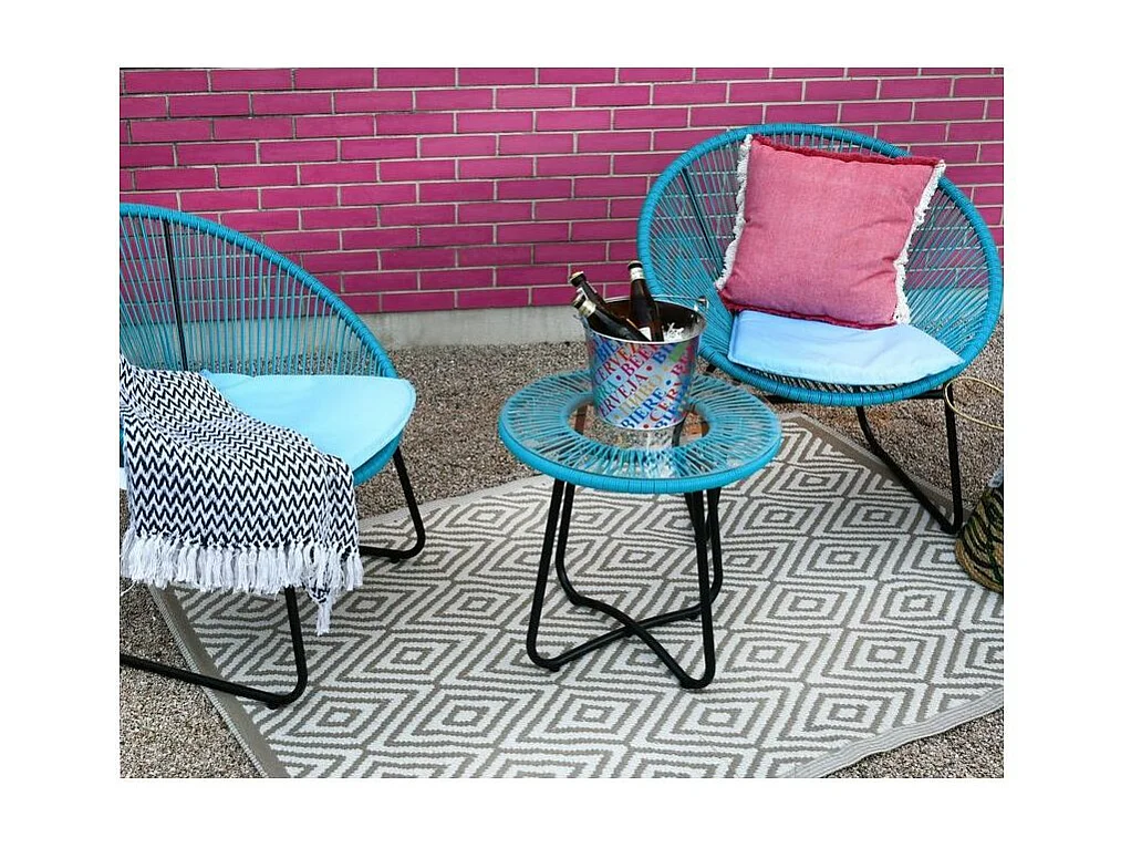 Tapis d'extérieur en polypropylène 120 x 180 cm Diamant - Beige