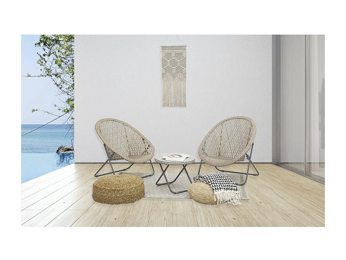 Tapis d'extérieur en polypropylène 120 x 180 cm Diamant - Beige