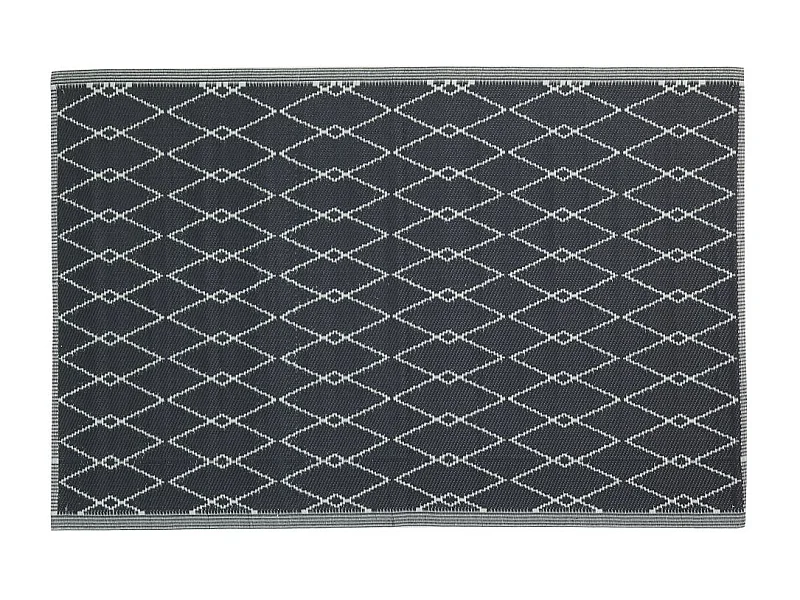 Tapis d'extérieur en polypropylène 120 x 180 cm Losanges - Noir