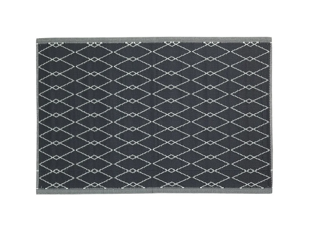 Tapis d'extérieur en polypropylène 120 x 180 cm Losanges - Noir
