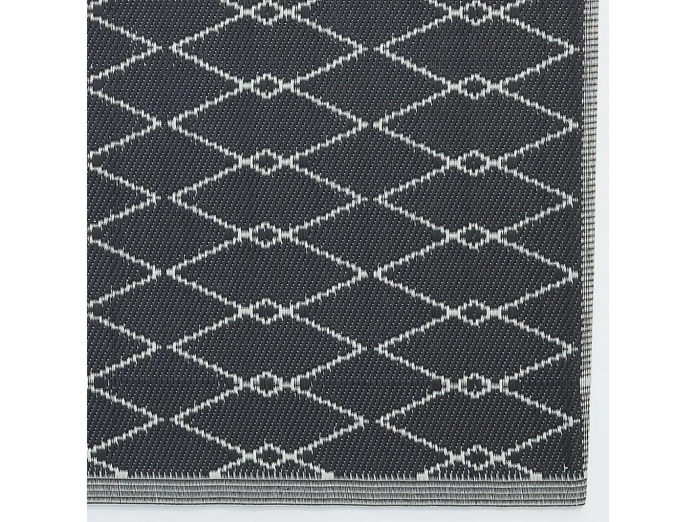 Tapis d'extérieur en polypropylène 120 x 180 cm Losanges - Noir