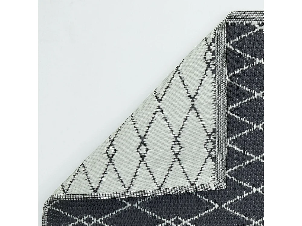 Tapis d'extérieur en polypropylène 120 x 180 cm Losanges - Noir