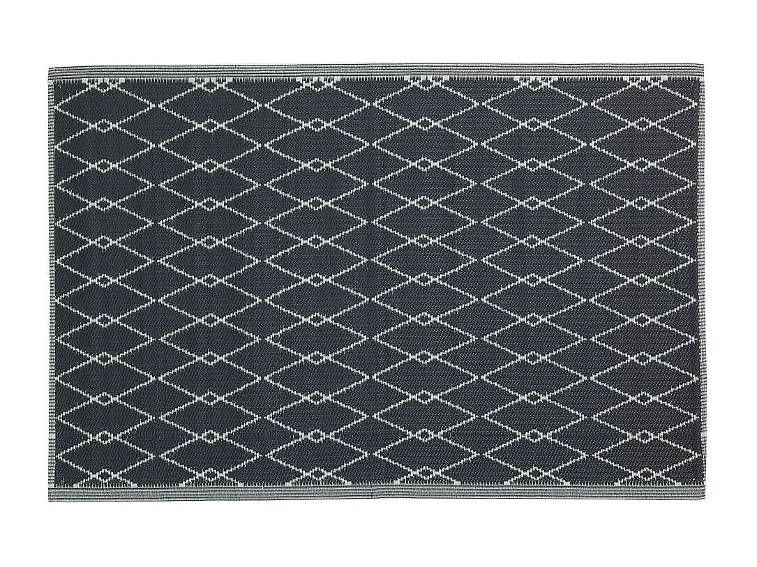 Tapis d'extérieur en polypropylène 120 x 180 cm Losanges - Noir