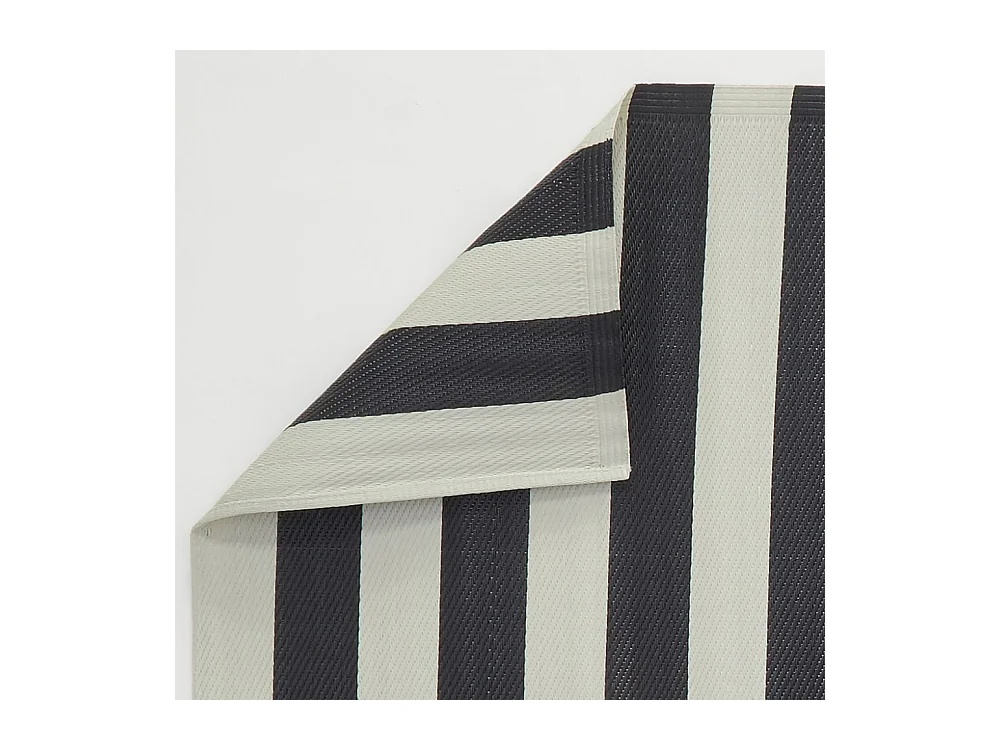 Grand tapis d'extérieur en polypropylène 160 x 230 cm Rayures - Noir