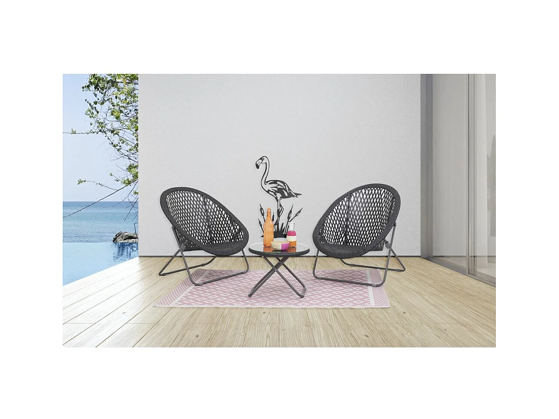 Tapis d'extérieur en polypropylène 120 x 180 cm Maya - Gris