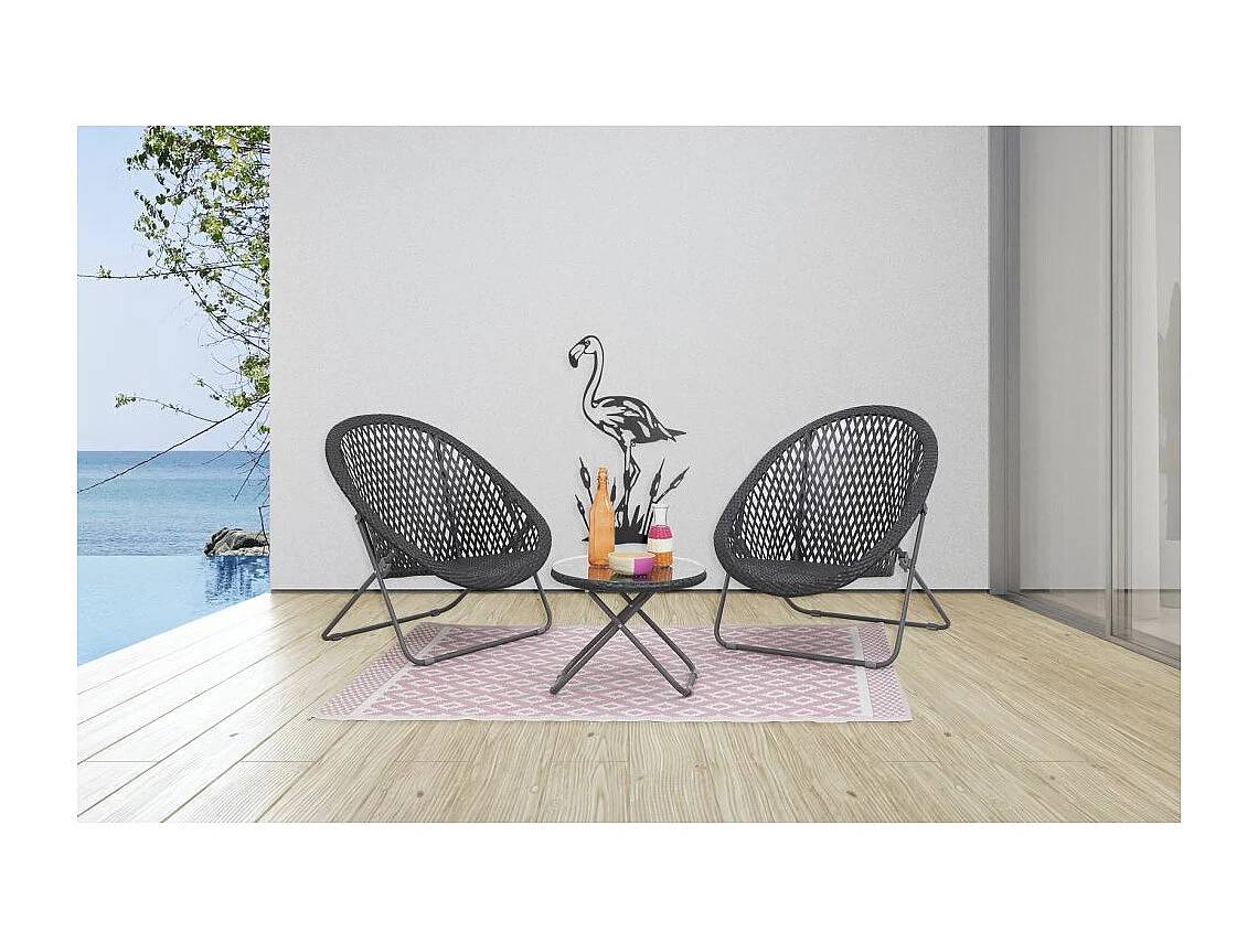 Tapis d'extérieur en polypropylène 120 x 180 cm Maya - Gris