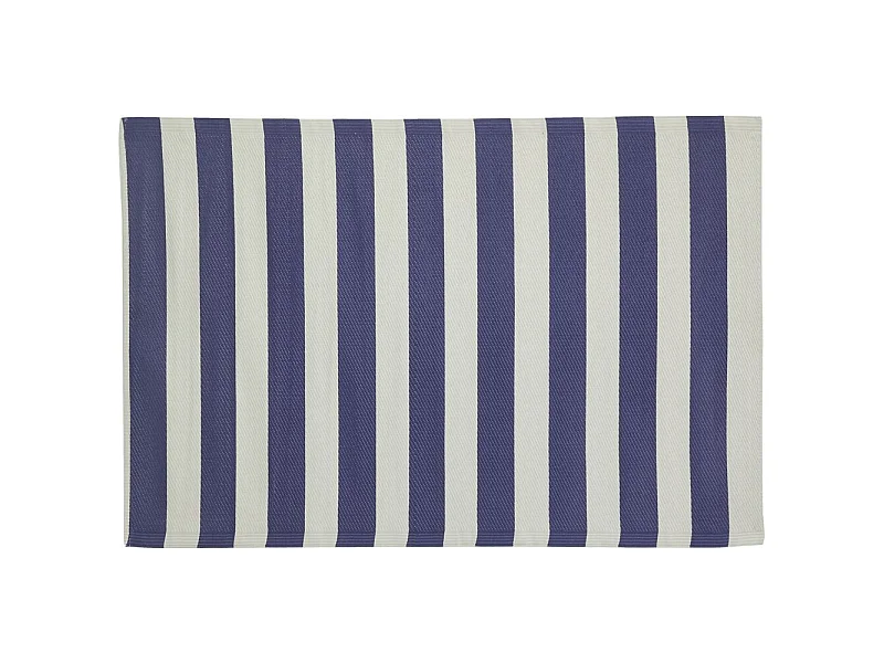 Tapis d'extérieur en polypropylène 120 x 180 cm Rayures - Bleu