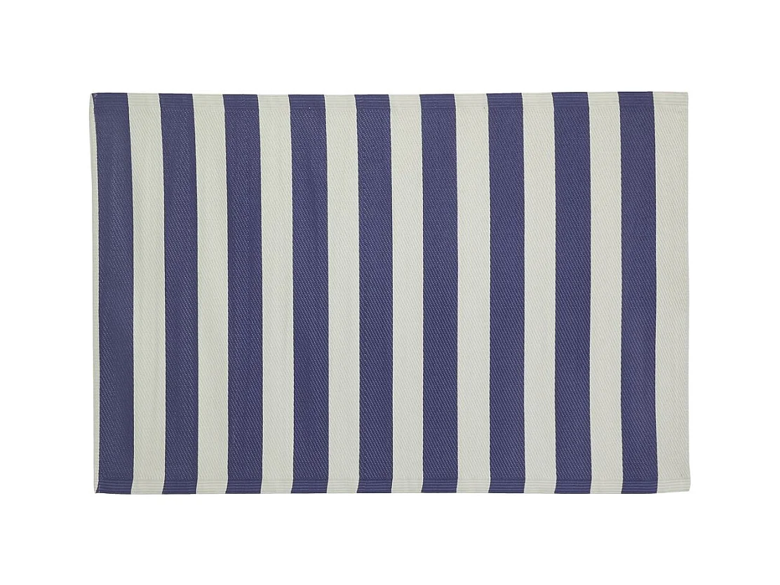Tapis d'extérieur en polypropylène 120 x 180 cm Rayures - Bleu