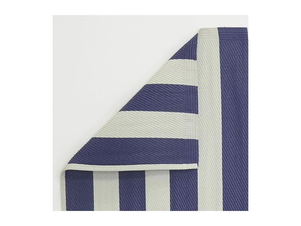Tapis d'extérieur en polypropylène 120 x 180 cm Rayures - Bleu