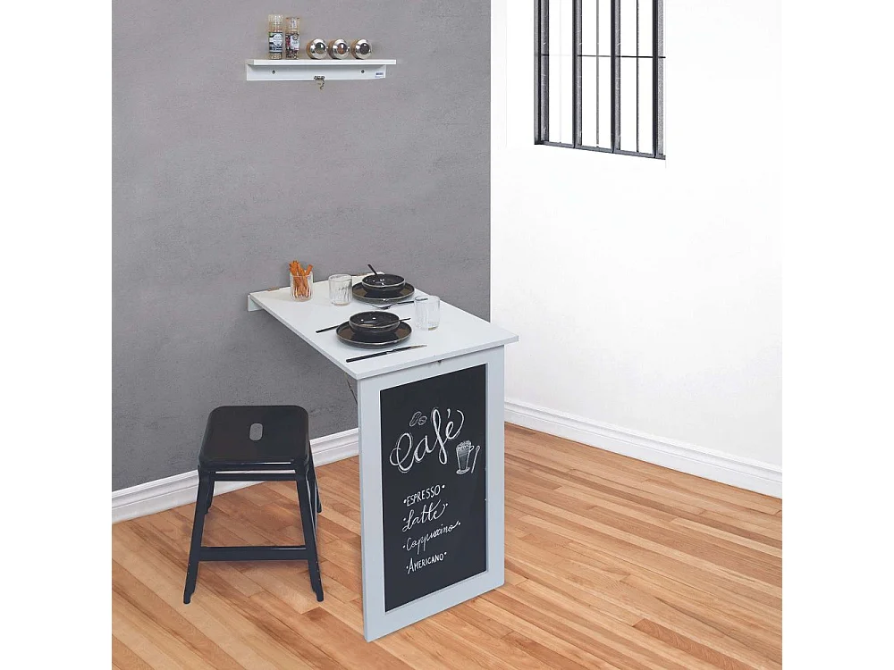 Table Murale Pliante Ardoise "Ezio" 76cm Blanc