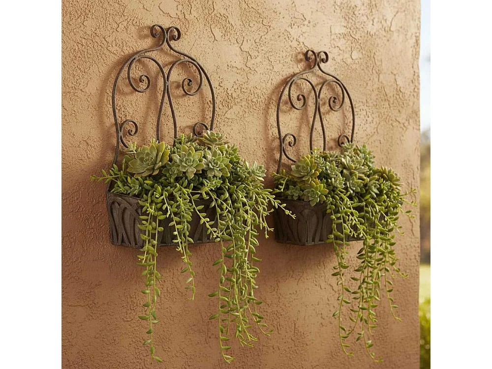 Wand-Blumenkästen aus Eisen (2er-Set)