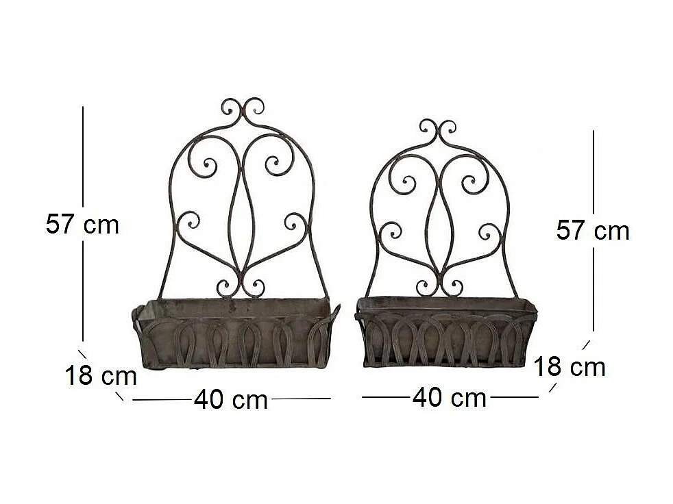Wand-Blumenkästen aus Eisen (2er-Set)
