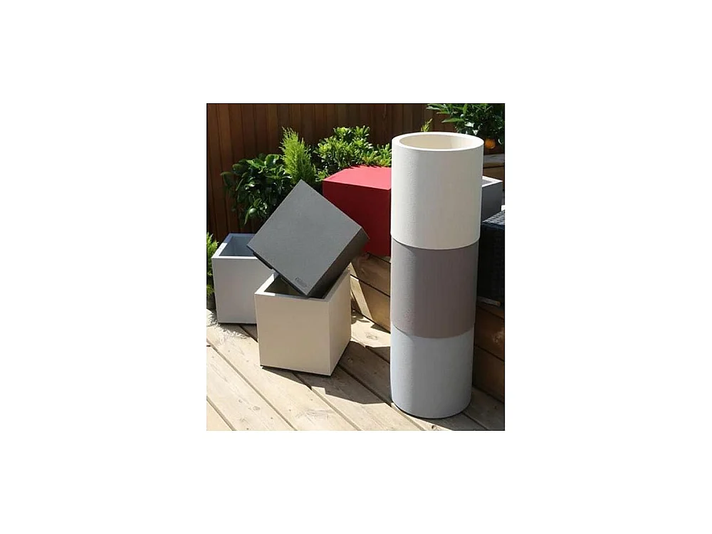 Vaso quadrato in plastica effetto granito 30 cm Grigio