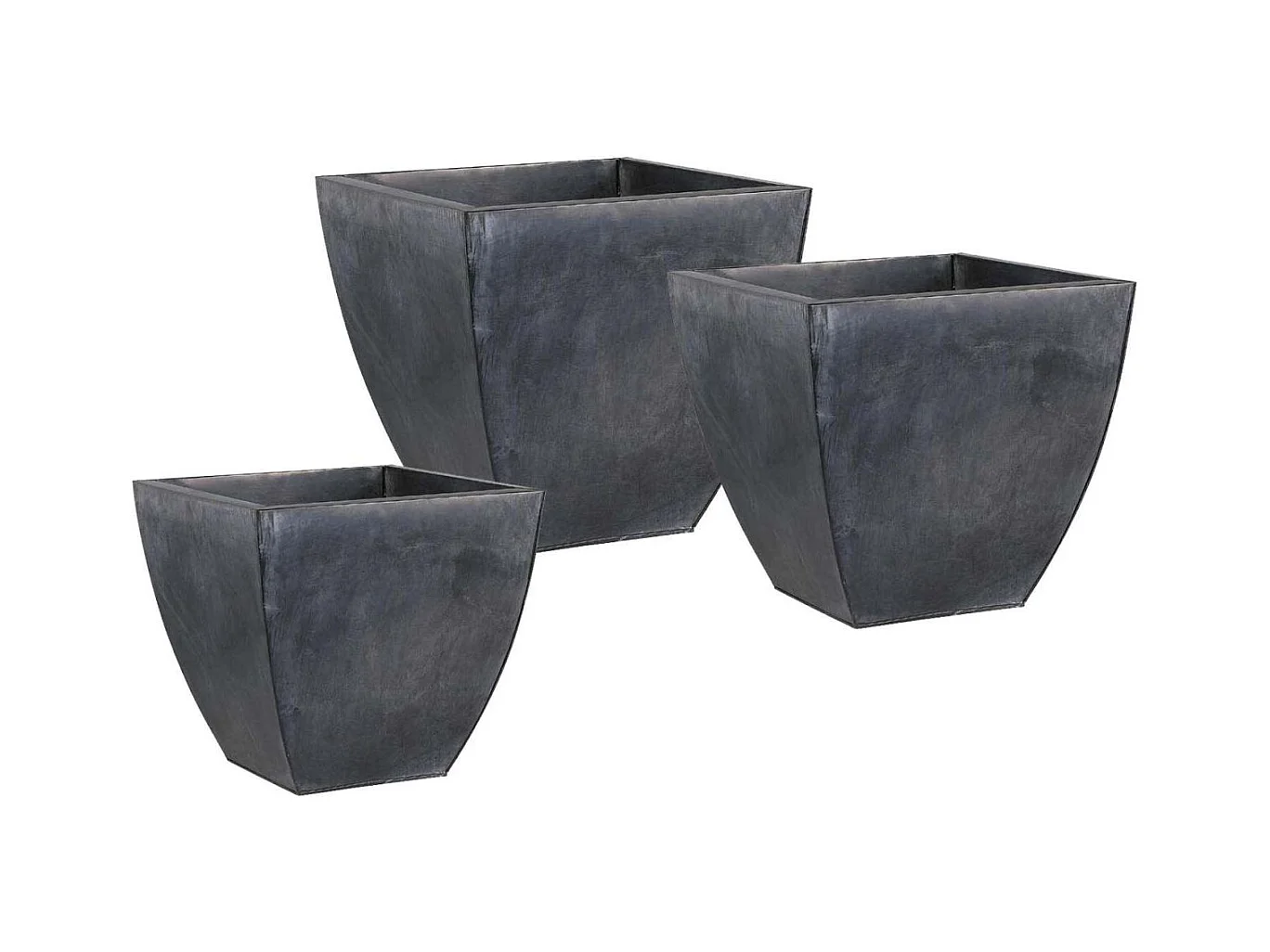 Cache pot en zinc noir (Lot de 3)