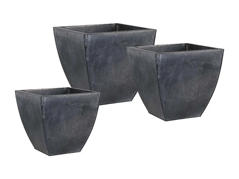 Cache pot en zinc noir (Lot de 3)