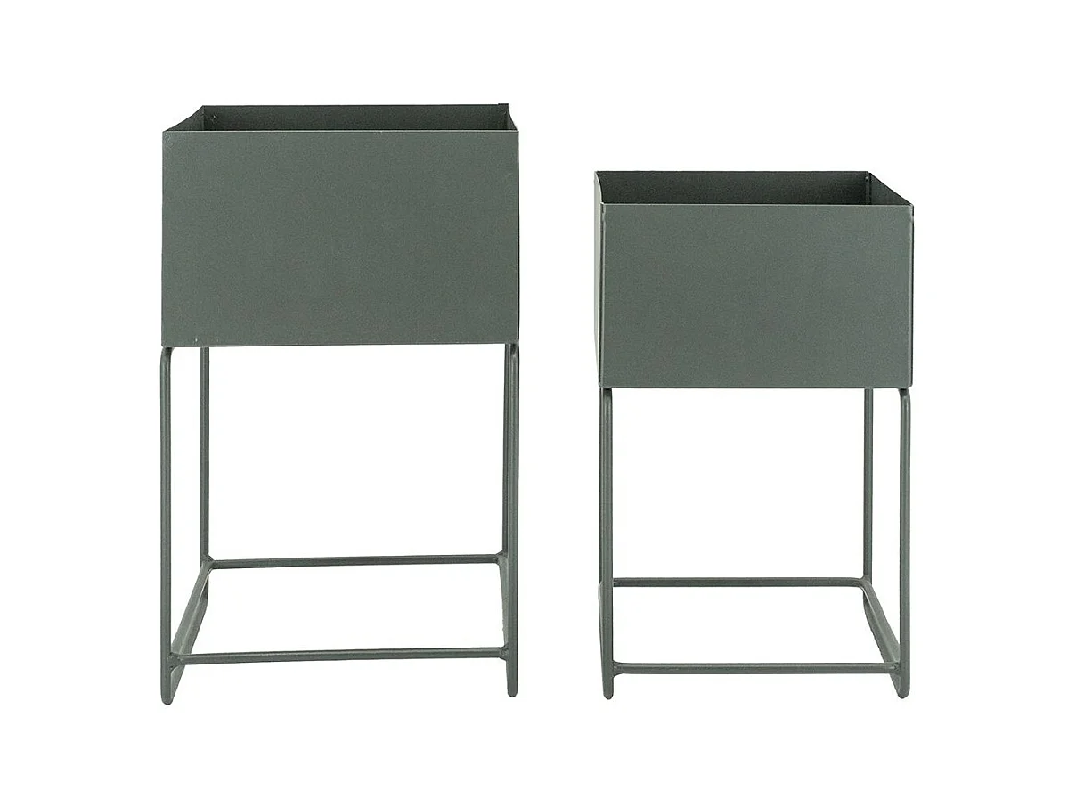 Quadratischer Blumenkasten aus Metall auf Ständer (Doppelpack)