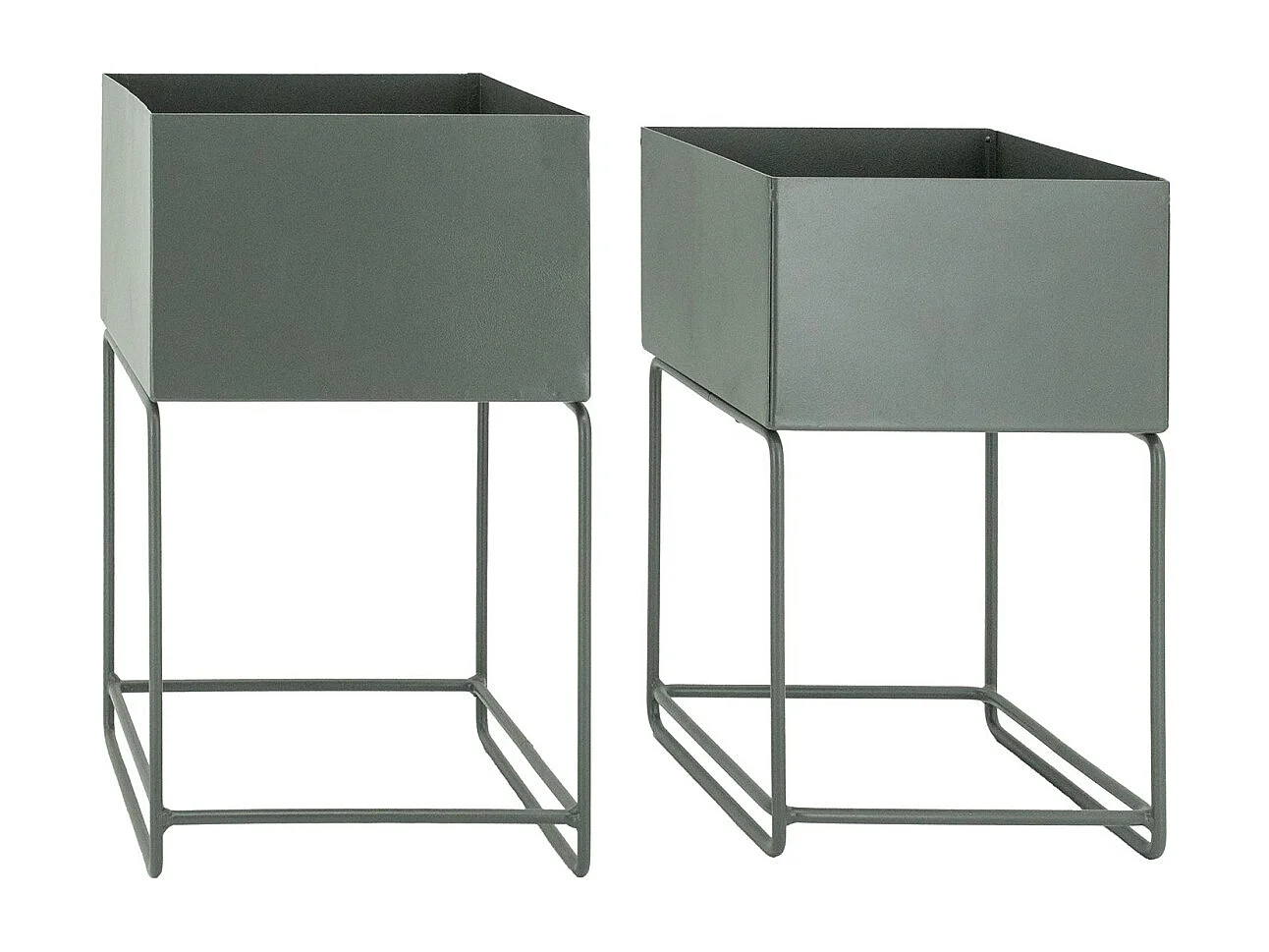 Quadratischer Blumenkasten aus Metall auf Ständer (Doppelpack)