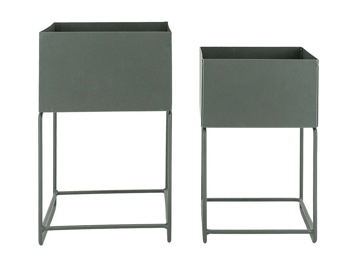 Quadratischer Blumenkasten aus Metall auf Ständer (Doppelpack)