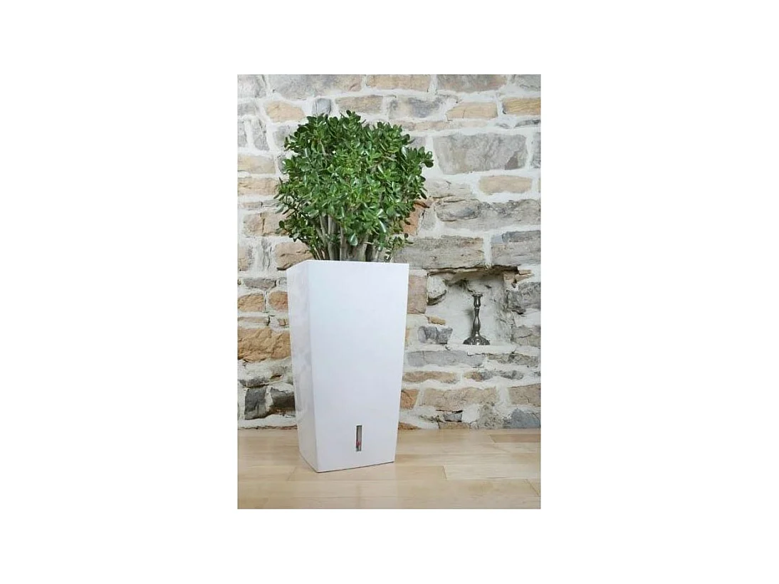 Pot en plastique carré avec réserve d'eau 52 cm Eva Blanc