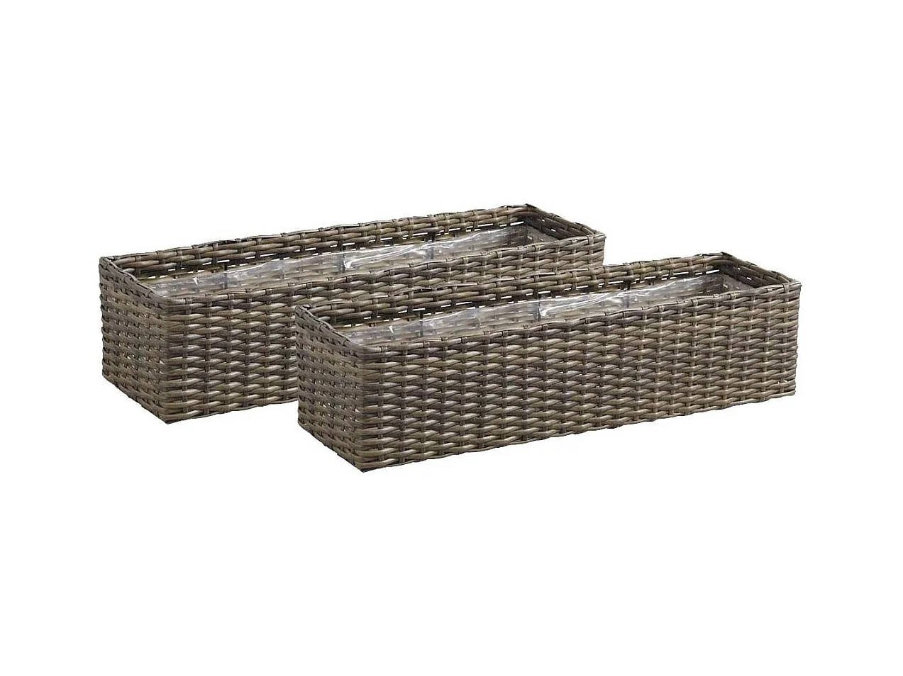 Rechteckiger Blumenkasten aus synthetischem Rattan (2er-Set)