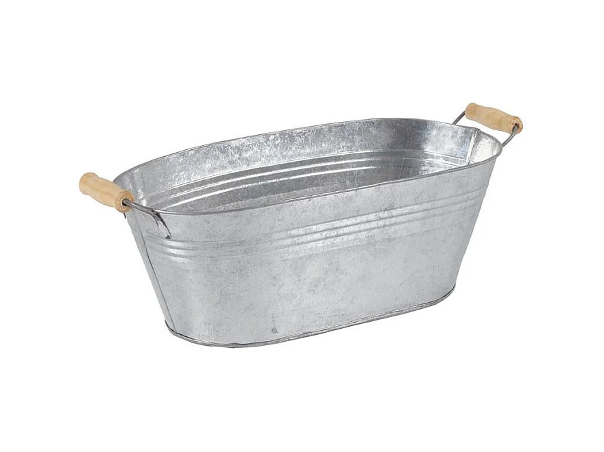 Ovaler Blumenkasten aus Zink und Holz