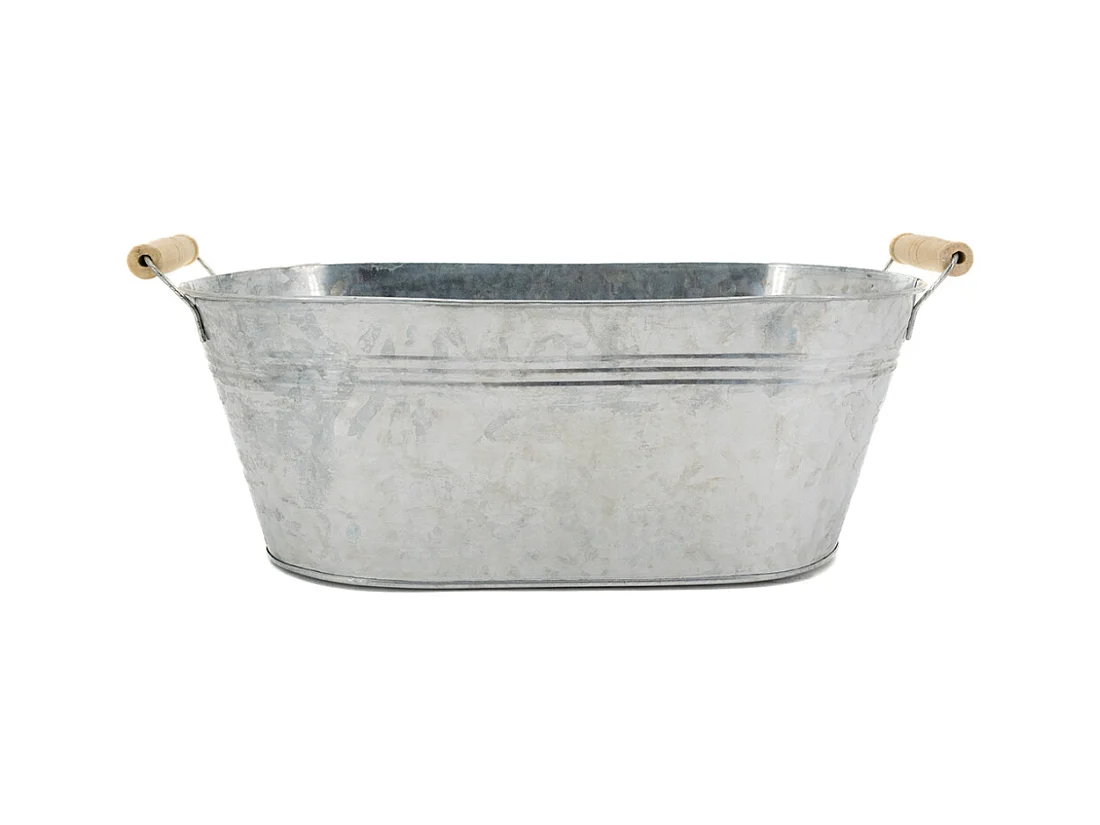 Ovaler Blumenkasten aus Zink und Holz