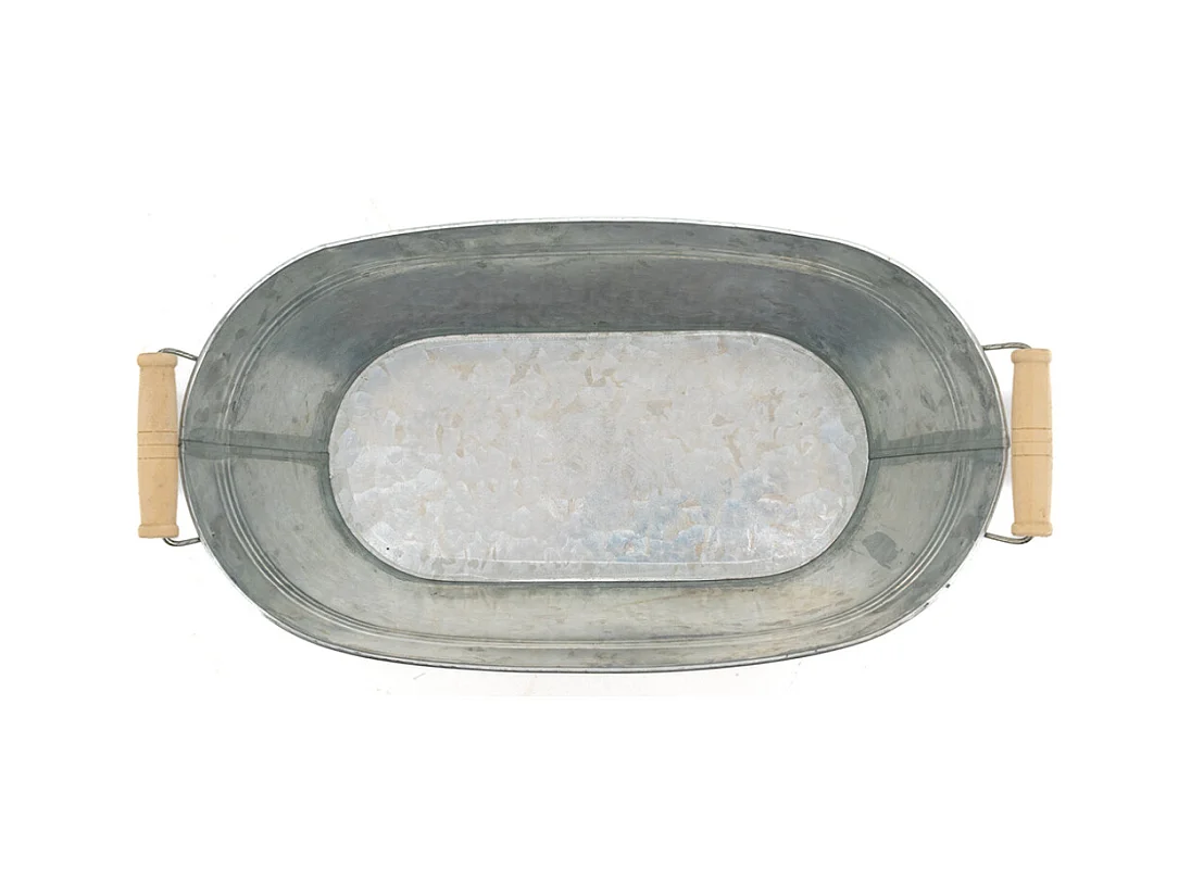 Ovaler Blumenkasten aus Zink und Holz