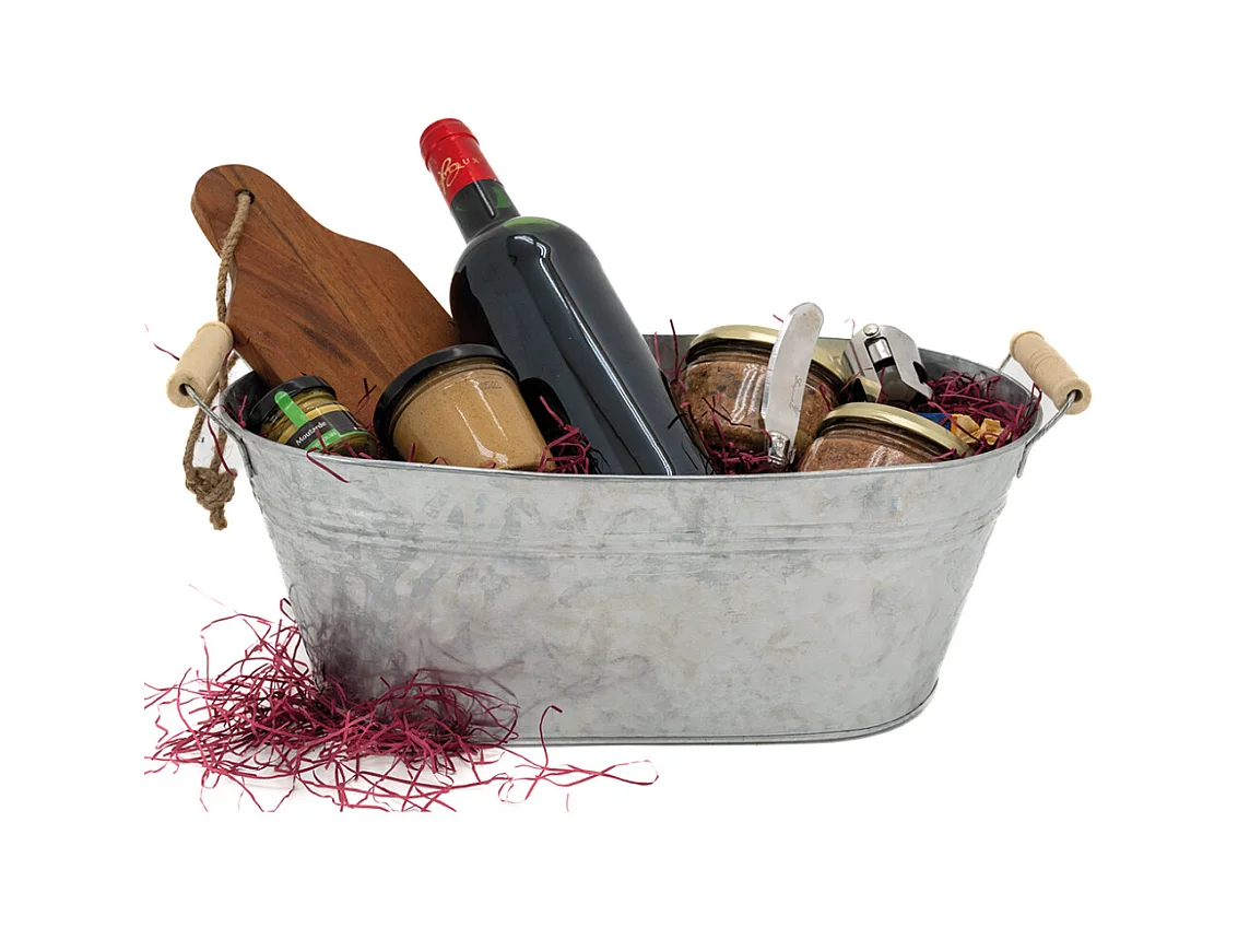 Ovaler Blumenkasten aus Zink und Holz