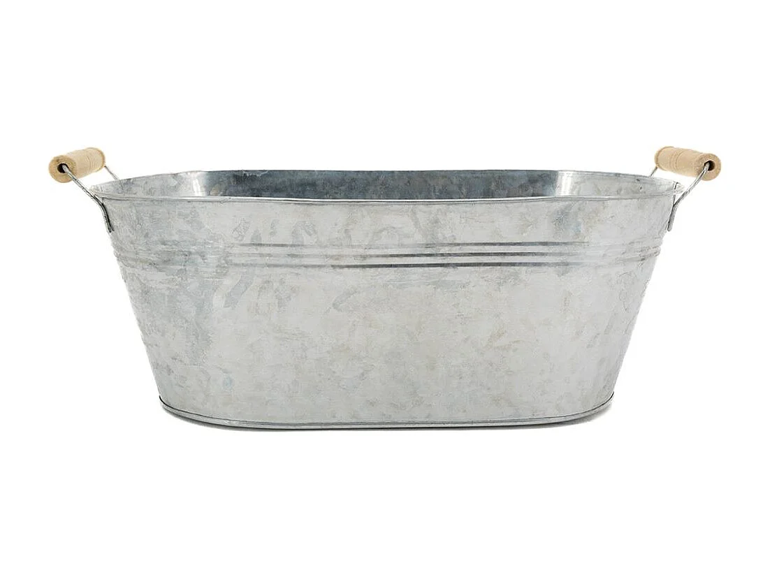 Ovaler Blumenkasten aus Zink und Holz