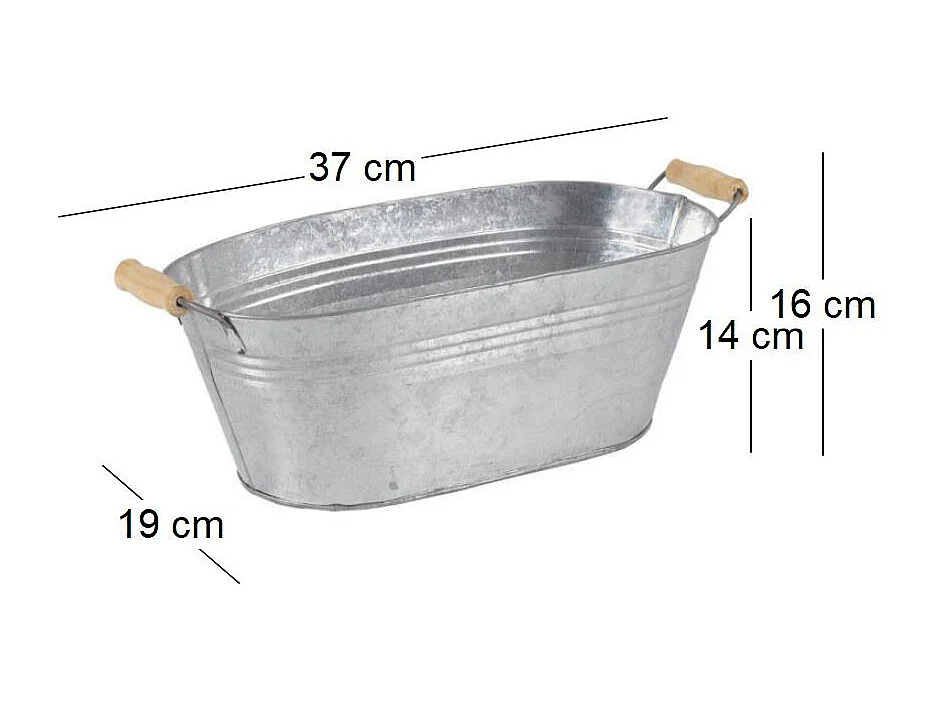 Ovaler Blumenkasten aus Zink und Holz