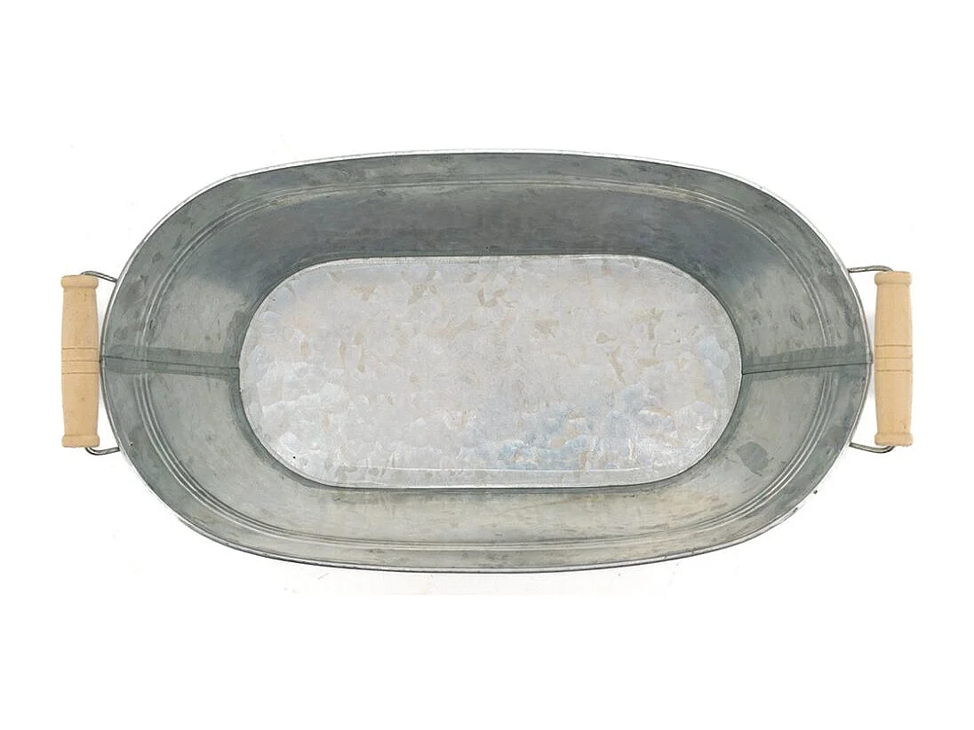 Ovaler Blumenkasten aus Zink und Holz