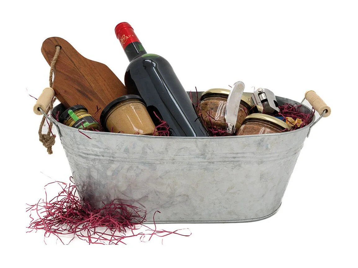 Ovaler Blumenkasten aus Zink und Holz