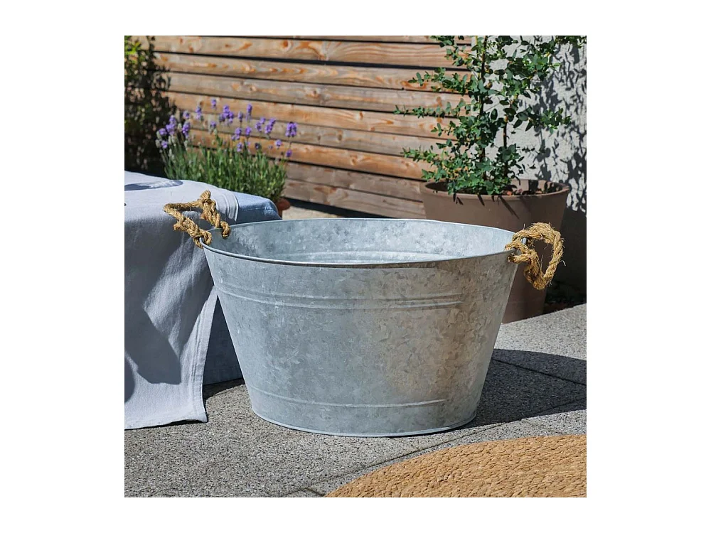 Jardinière bassine en zinc patiné
