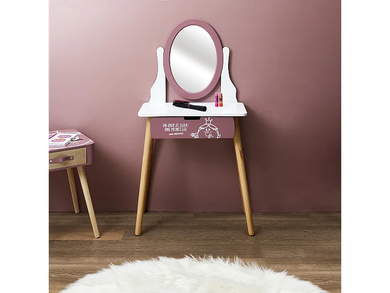 Wooden Dressing Table  55x30x97cm Rose, Blanc