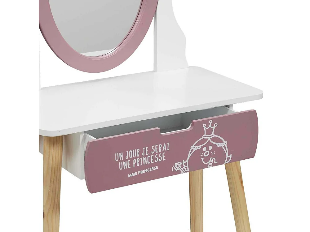 Wooden Dressing Table  55x30x97cm Rose, Blanc