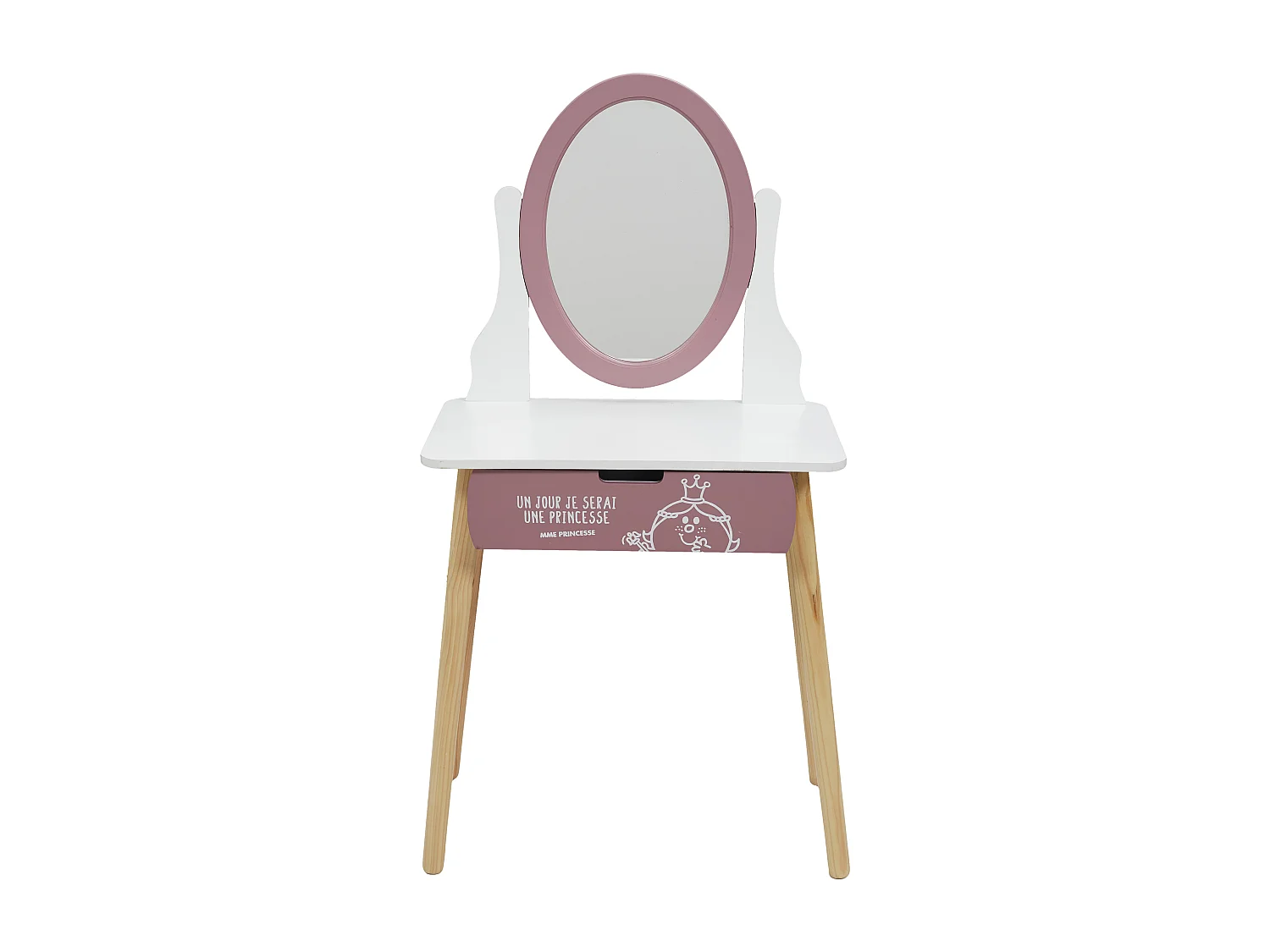 Coiffeuse Enfant "Monsieur Madame" 108cm Rose