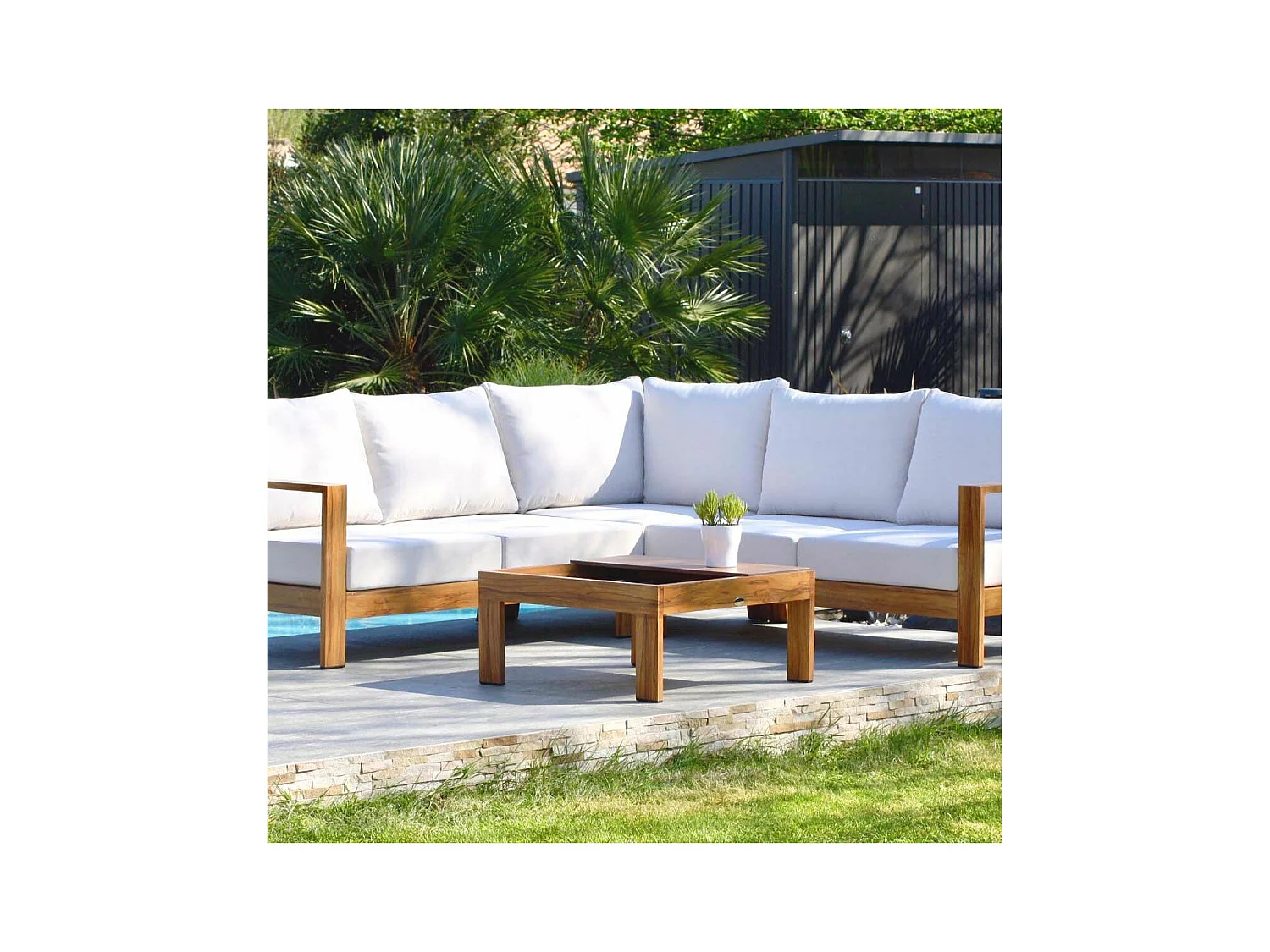 Salon de Jardin d'Angle 5 Places "Majorque" 150cm Marron