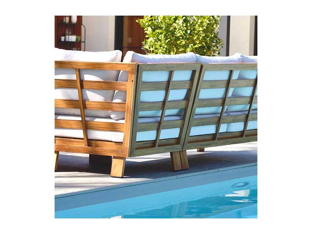 Salon de Jardin d'Angle 5 Places "Majorque" 150cm Marron