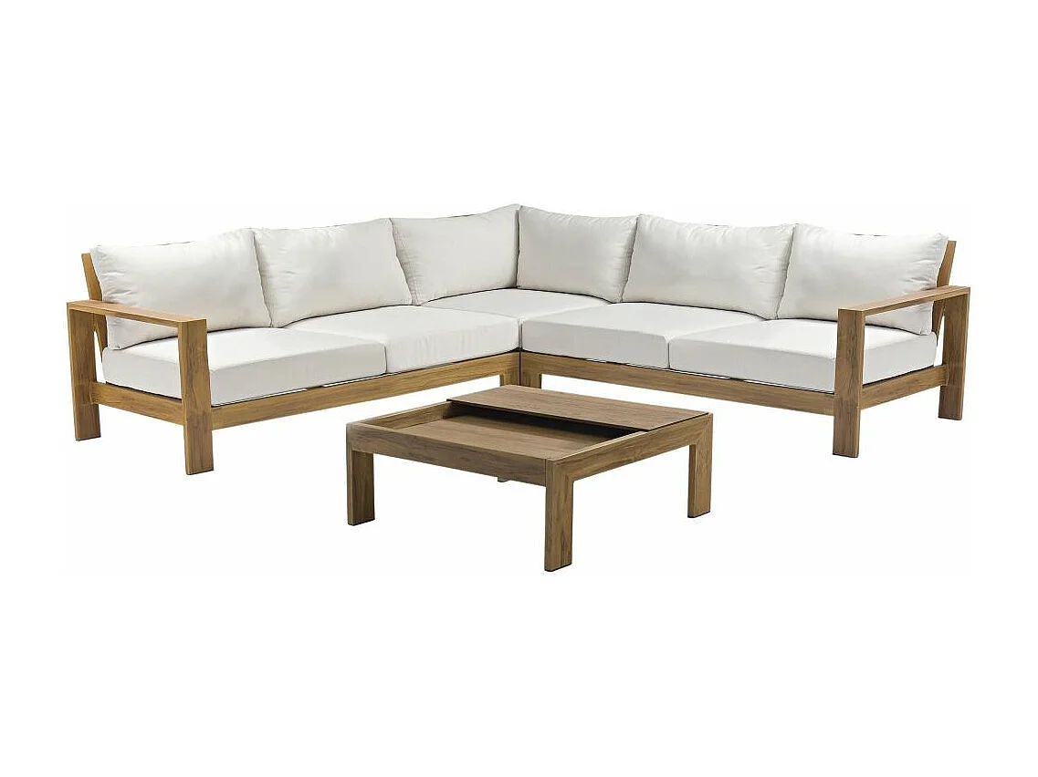 Salon de Jardin d'Angle 5 Places "Majorque" 150cm Marron