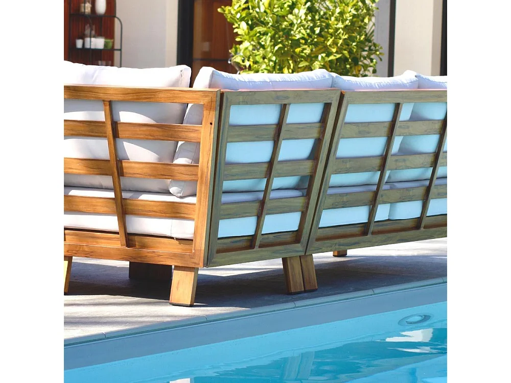 Salon de Jardin d'Angle 5 Places "Majorque" 150cm Marron