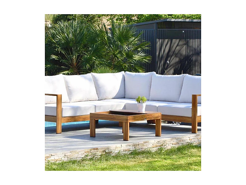 Salon de Jardin d'Angle 5 Places "Majorque" 150cm Marron